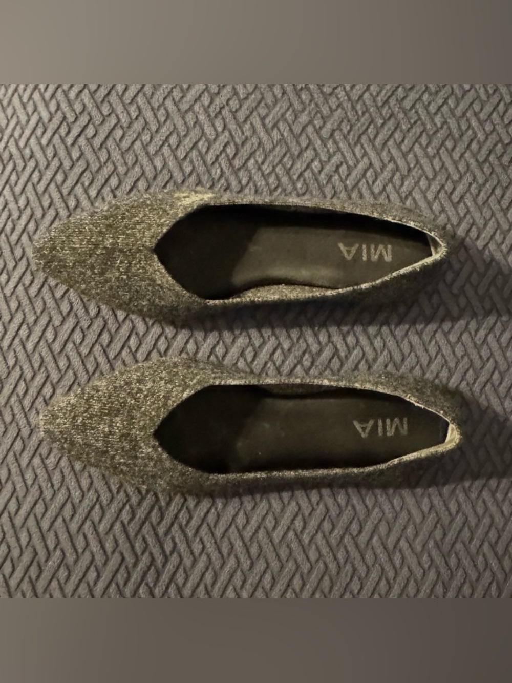 MIA Charcoal Pointed-Toe Knit Flats